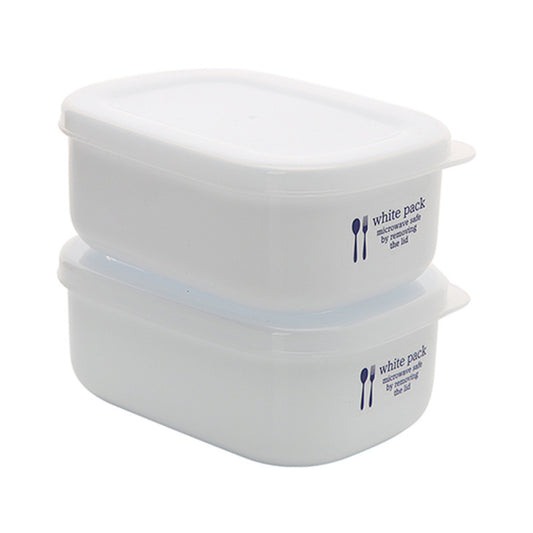 白色方形食物保鮮密實盒 (2枚入)