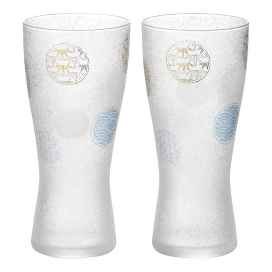 Premium 丸紋霧面玻璃高身啤酒杯 (2枚入)